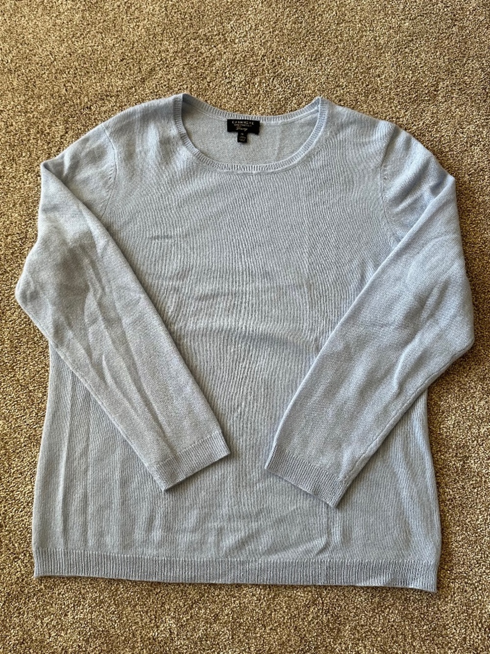 Charter Club 100% Cashmere Baby Blue Crewneck Sweater XL